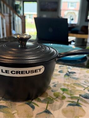 Le Creuset Matte Navy Cast Iron Saucepan with Lid
